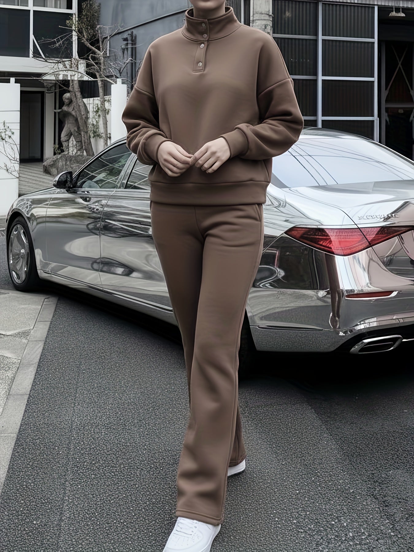 Casual Sweatshirt and Jogger Set for Women – Comfortable Fall/Winter Outfit