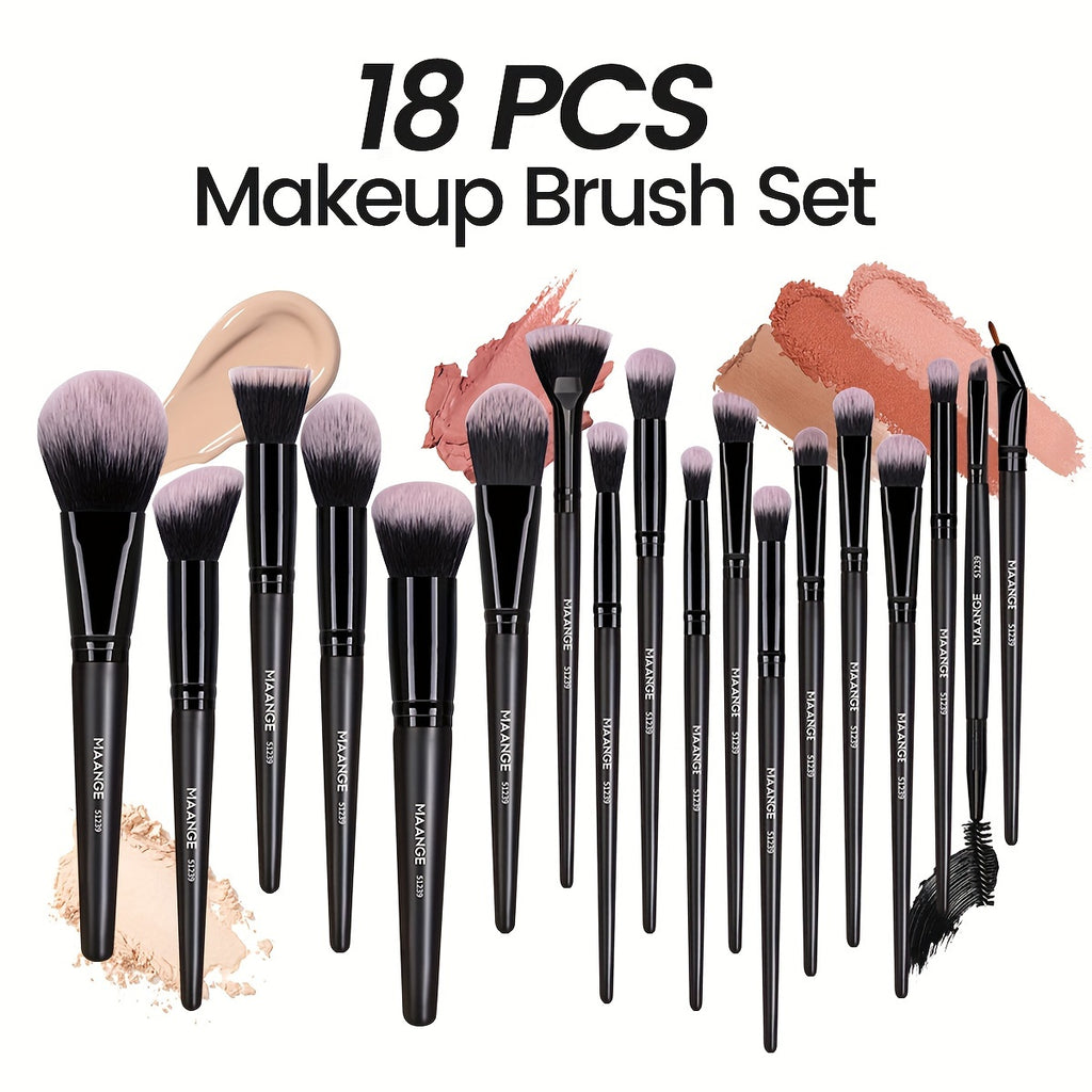 MAANGE Professional Makeup Brush Set – Complete Set with Flannel Bag and Makeup Sponge