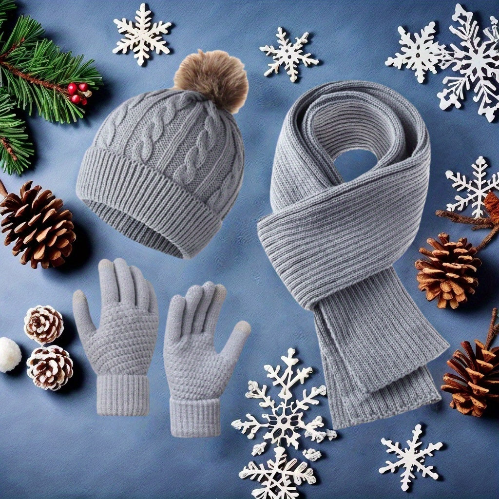 Winter Warm Set for Adults – Hat, Scarf, and Gloves, Lightweight and Cold-Resistant