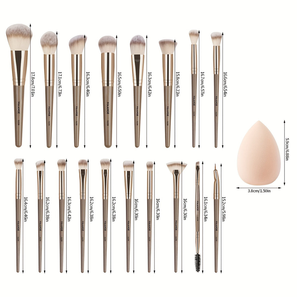 MAANGE Professional Makeup Brush Set – Complete Set with Flannel Bag and Makeup Sponge