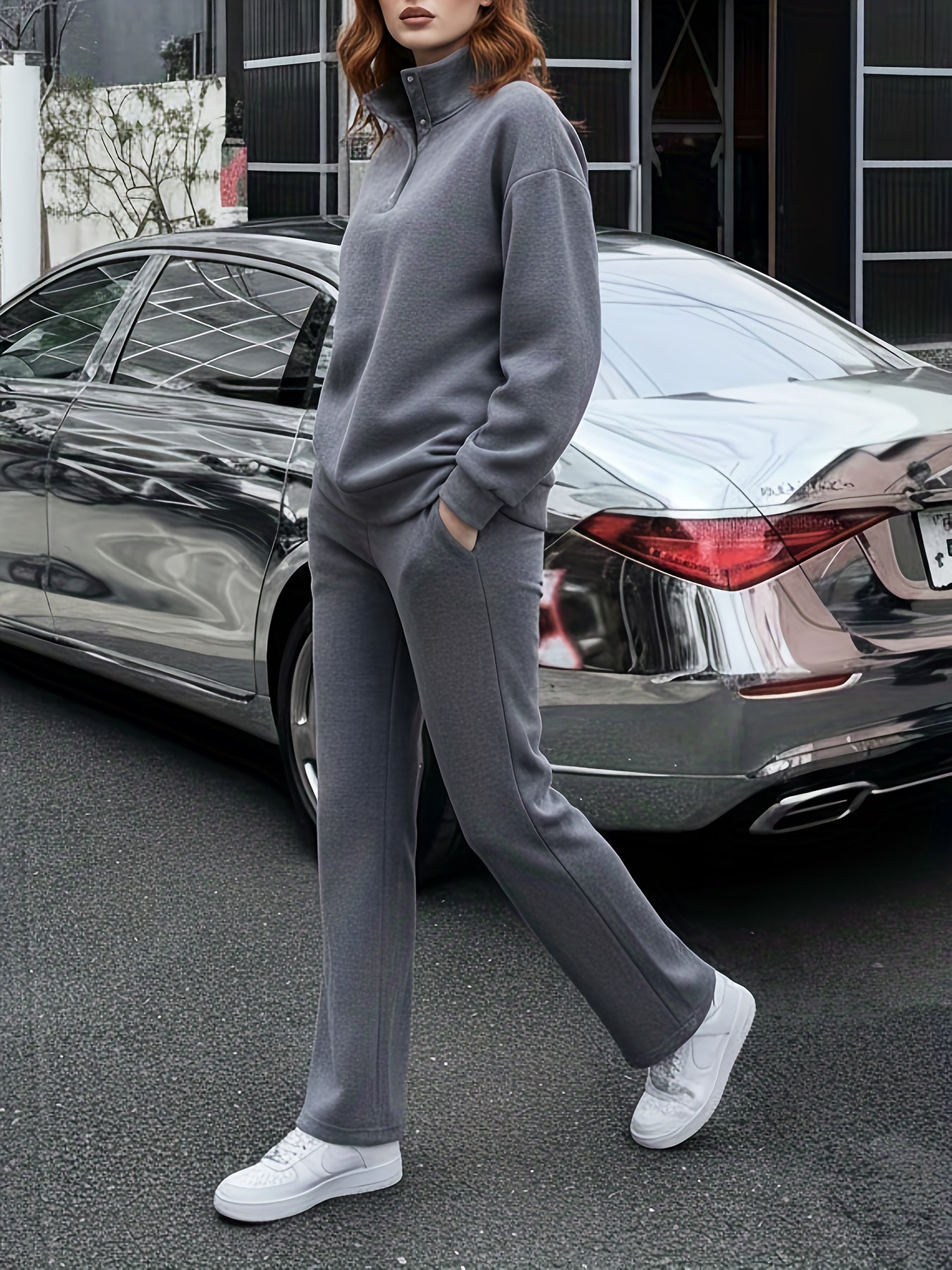 Casual Sweatshirt and Jogger Set for Women – Comfortable Fall/Winter Outfit