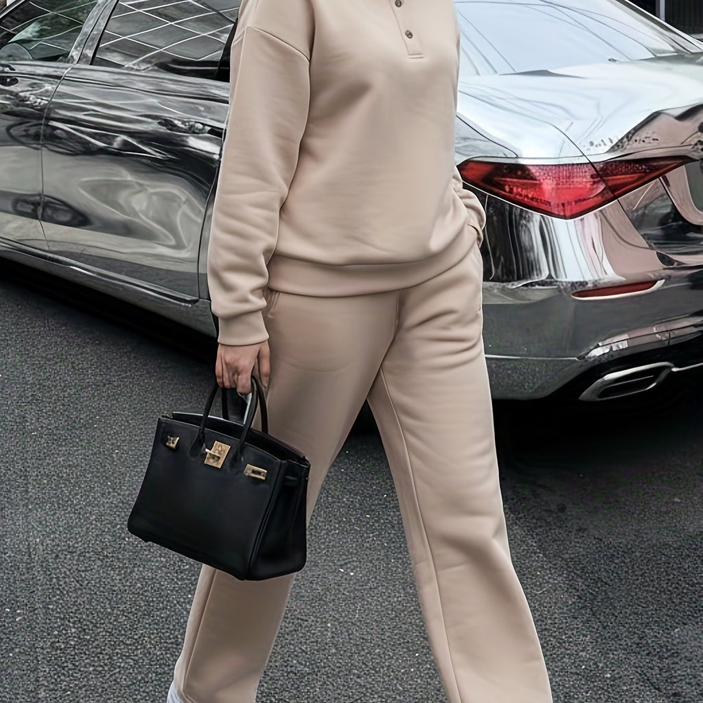 Casual Sweatshirt and Jogger Set for Women – Comfortable Fall/Winter Outfit