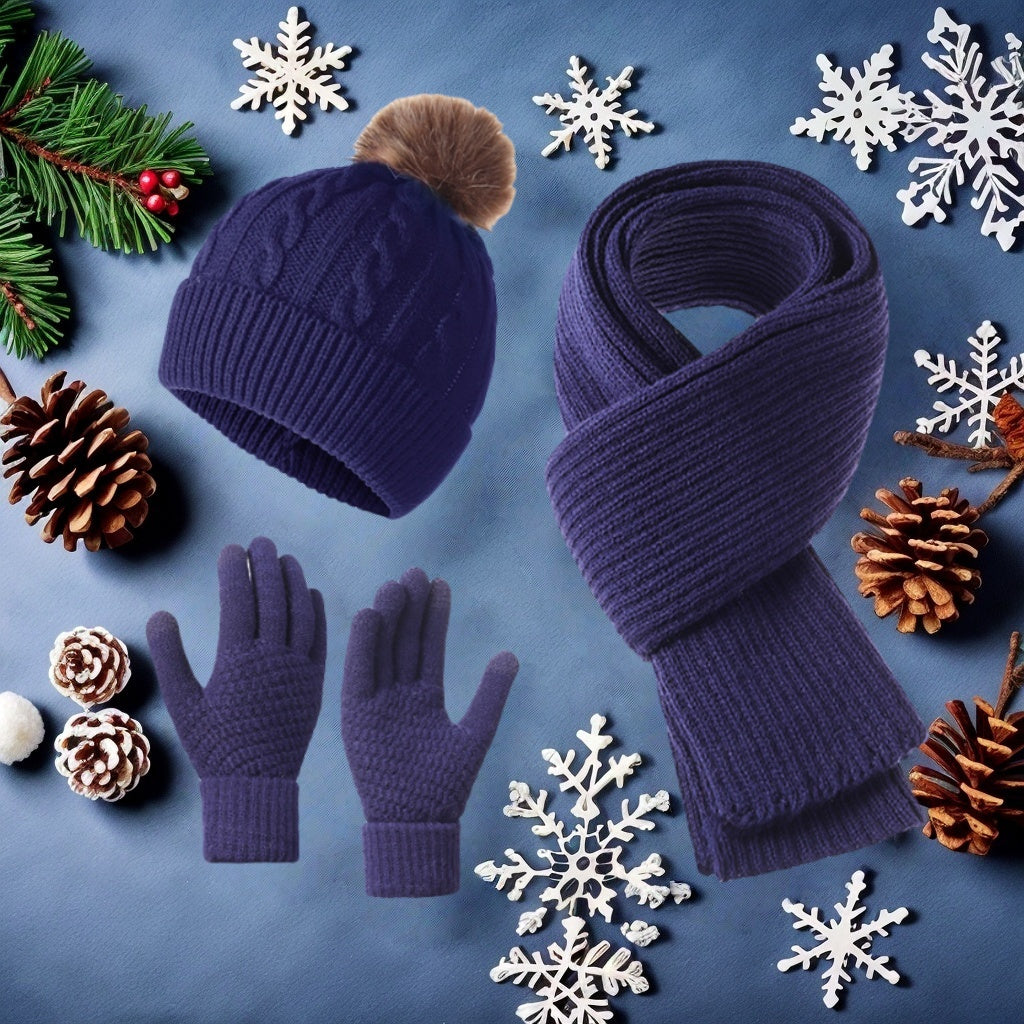 Winter Warm Set for Adults – Hat, Scarf, and Gloves, Lightweight and Cold-Resistant