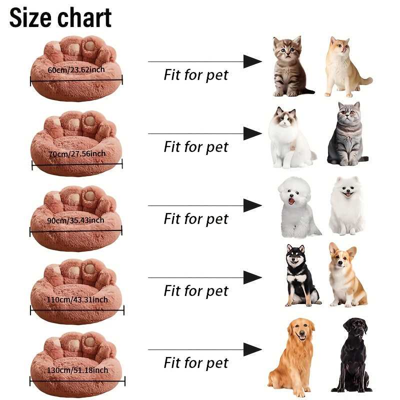 Plush Round Bear Dog Bed – Non-Slip, Warm Winter Pet Mat for All Breeds