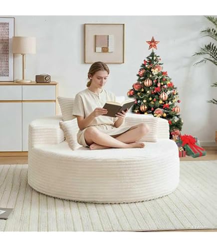 Round Corduroy Chaise Lounge – Deep Comfort Cloud Sofa