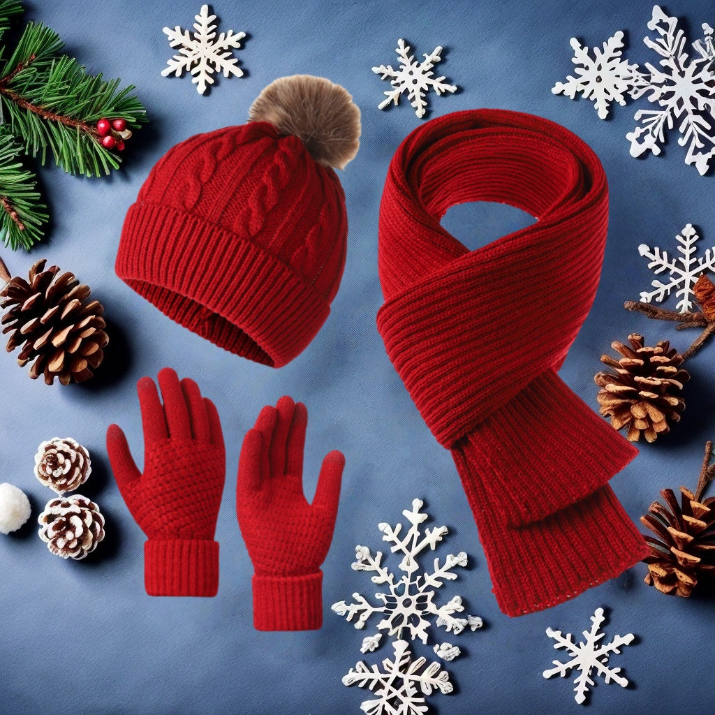 Winter Warm Set for Adults – Hat, Scarf, and Gloves, Lightweight and Cold-Resistant