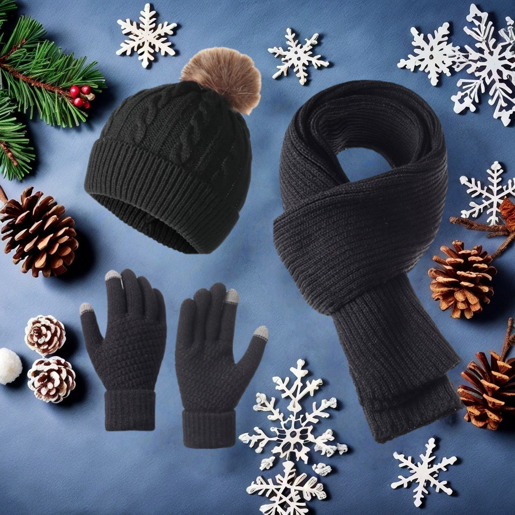 Winter Warm Set for Adults – Hat, Scarf, and Gloves, Lightweight and Cold-Resistant