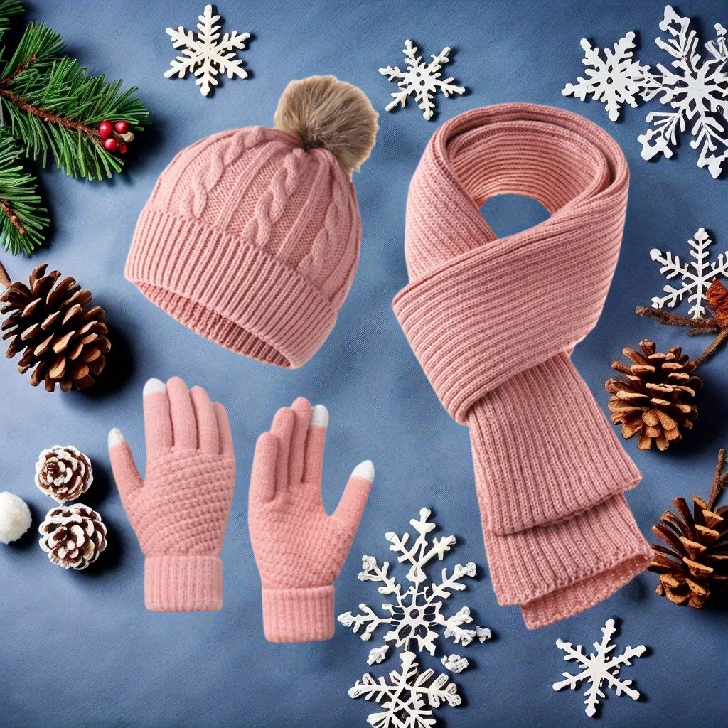 Winter Warm Set for Adults – Hat, Scarf, and Gloves, Lightweight and Cold-Resistant