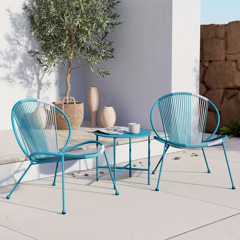 Acapulco Outdoor Patio Set – 2 Wicker Chairs and Coffee Table