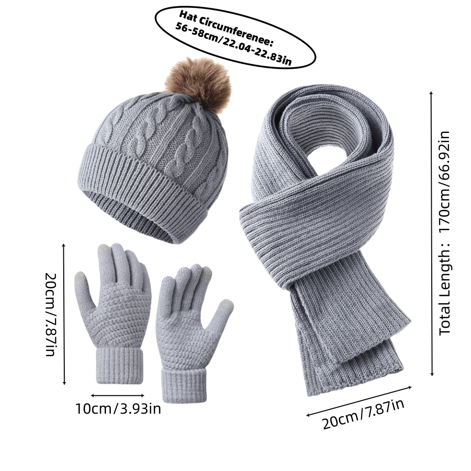Winter Warm Set for Adults – Hat, Scarf, and Gloves, Lightweight and Cold-Resistant