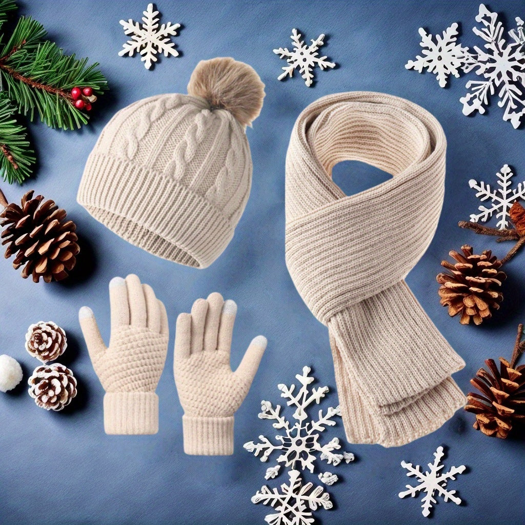 Winter Warm Set for Adults – Hat, Scarf, and Gloves, Lightweight and Cold-Resistant
