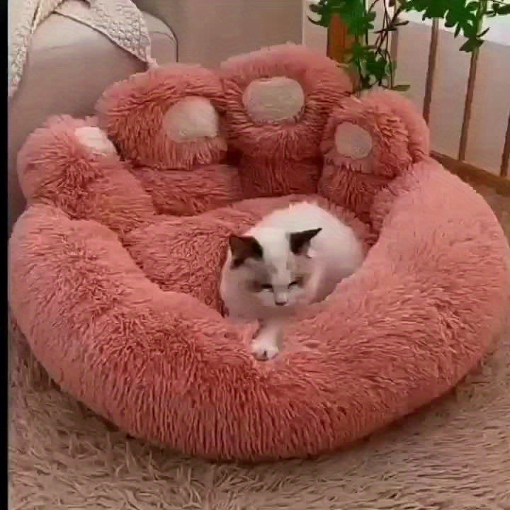 Plush Round Bear Dog Bed – Non-Slip, Warm Winter Pet Mat for All Breeds