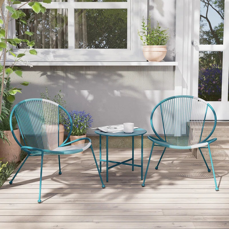 Acapulco Outdoor Patio Set – 2 Wicker Chairs and Coffee Table