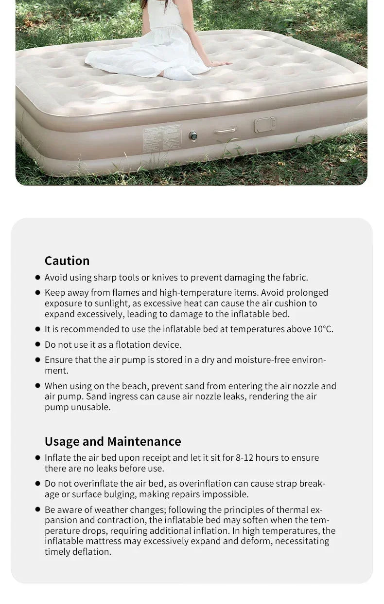 Self-Inflating Air Mattress – Built-In Pump, Ideal for Camping and Home