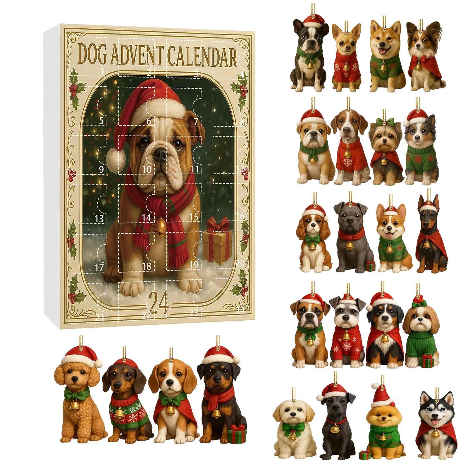 Dog Christmas Advent Calendar – Acrylic Pendant Countdown for Dog Lovers