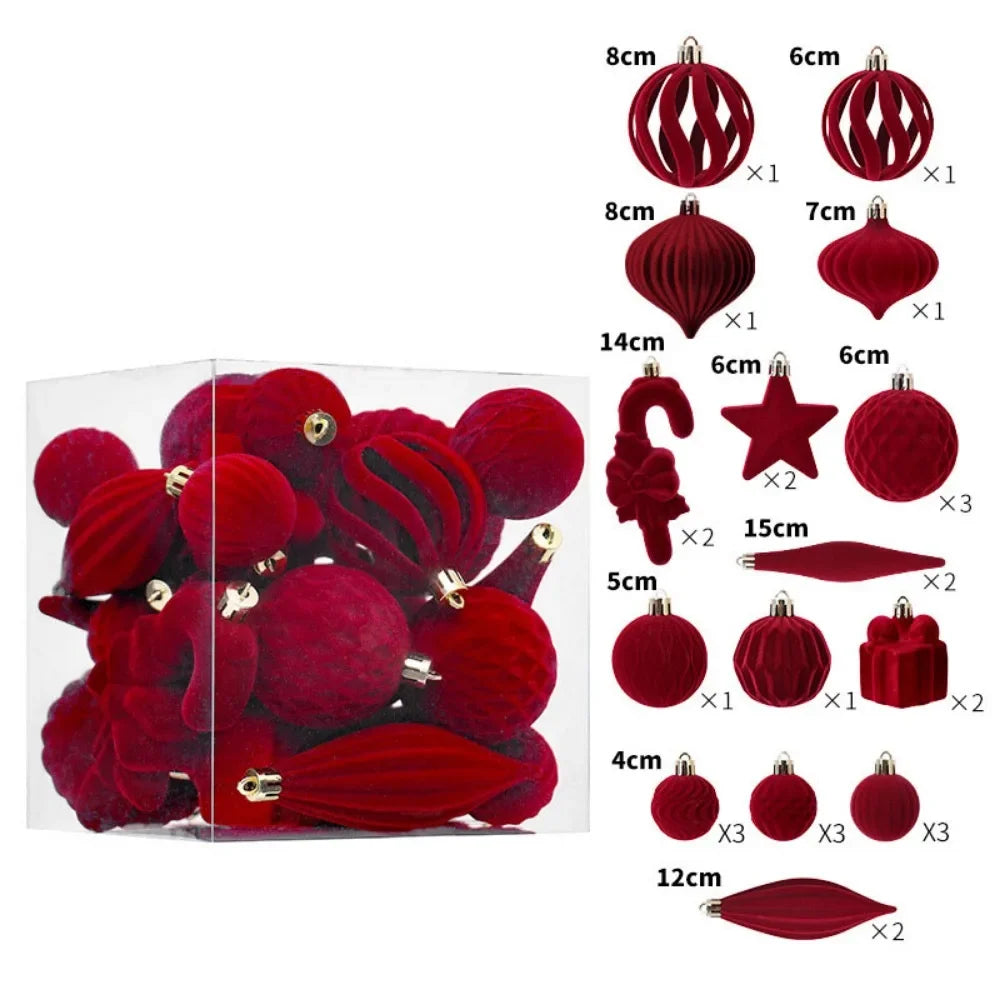 Flocked Christmas Ornaments – Special-Shaped Balls for Tree & Holiday Décor
