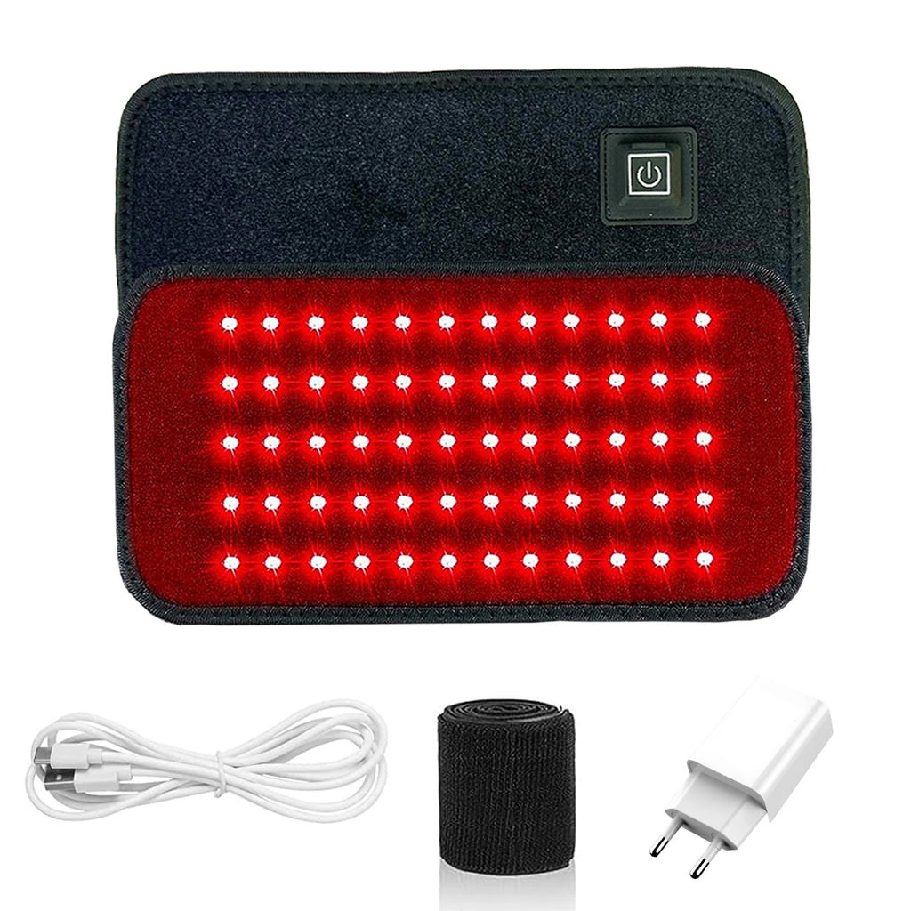 60-LED Red & Infrared Light Therapy Belt – 660nm/850nm Slimming Heat Pad for Waist & Body