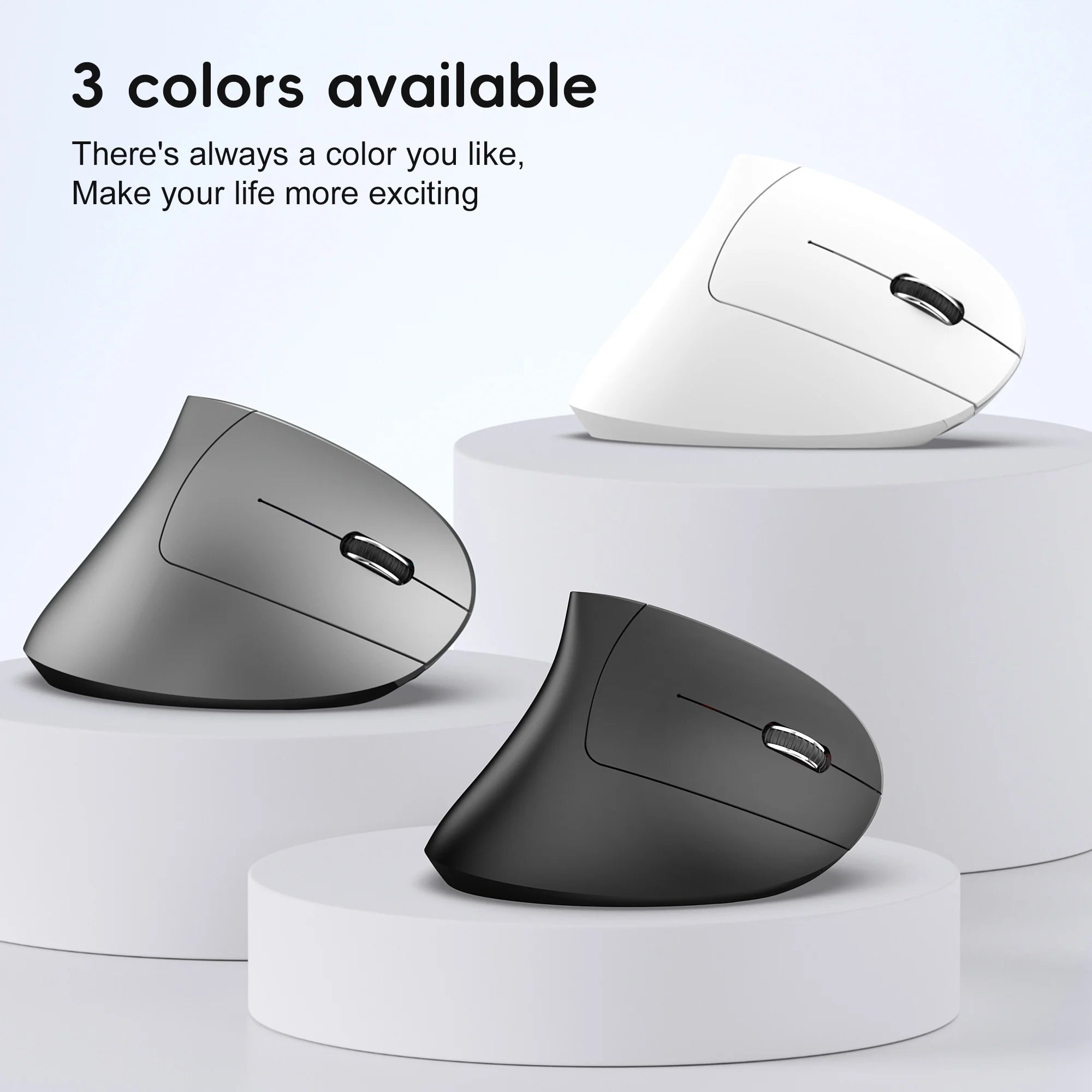 2025 HXSJ Dual-Mode Vertical Ergonomic Mouse, 600mAh Rechargeable 2400DPI Type-C Wireless Mouse for PC
