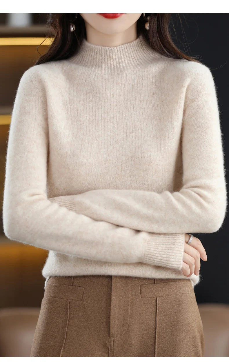 Autumn Winter Women’s Korean Sweater – Warm Basic Knit Long Sleeve Pullover