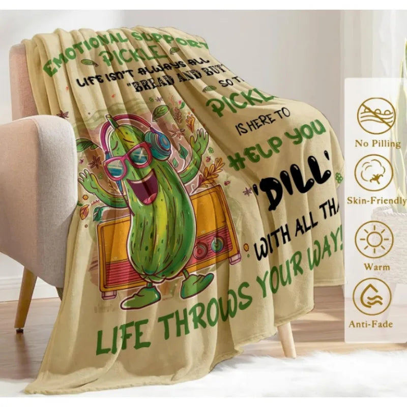 Emotional Support Pickle Blanket – Funny Gift for Friends & Home Decor