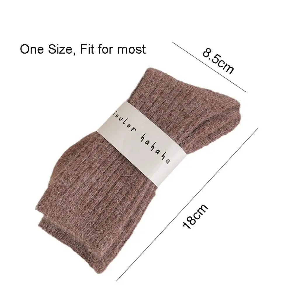 Cozy Velvet Winter Socks for Women – Warm Mid-Tube Cashmere with Stripes