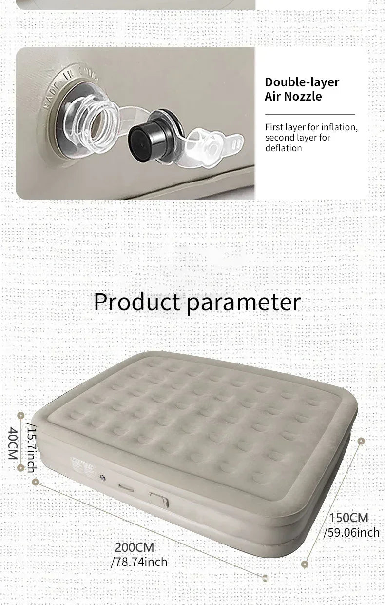 Self-Inflating Air Mattress – Built-In Pump, Ideal for Camping and Home
