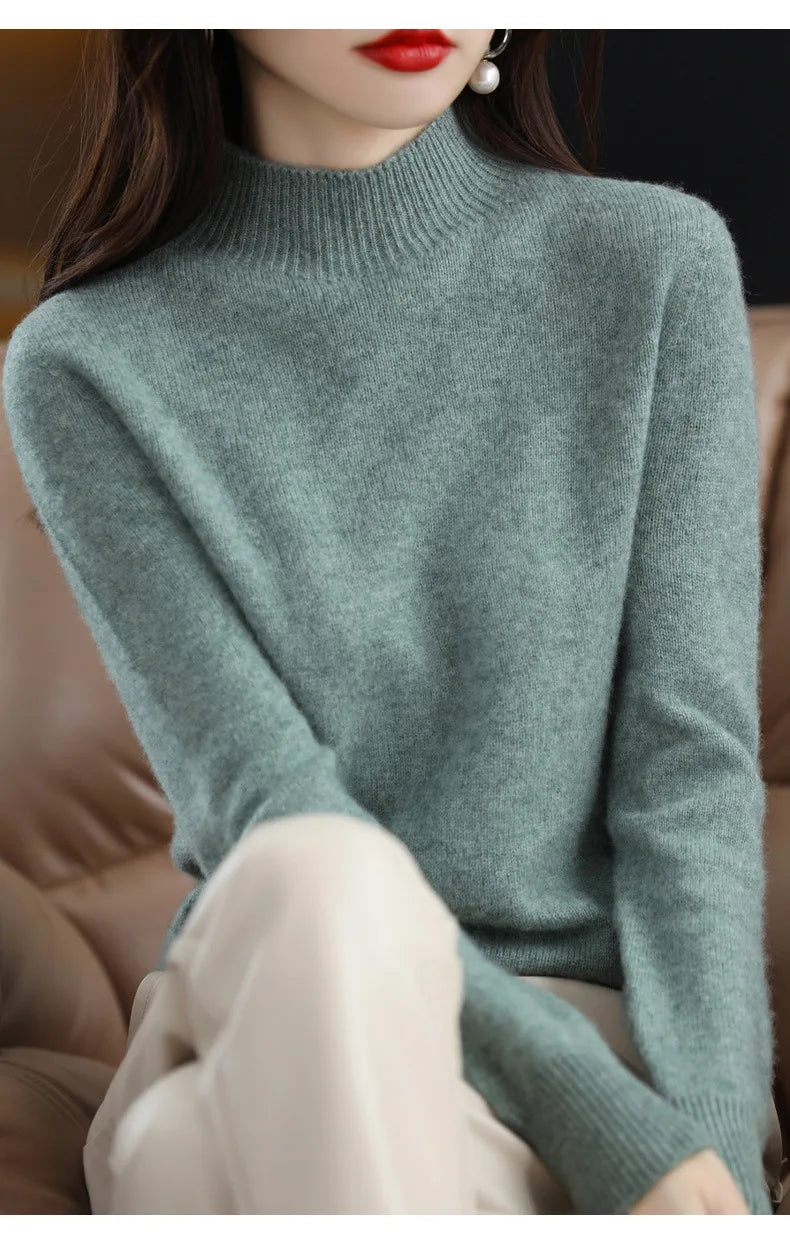 Autumn Winter Women’s Korean Sweater – Warm Basic Knit Long Sleeve Pullover