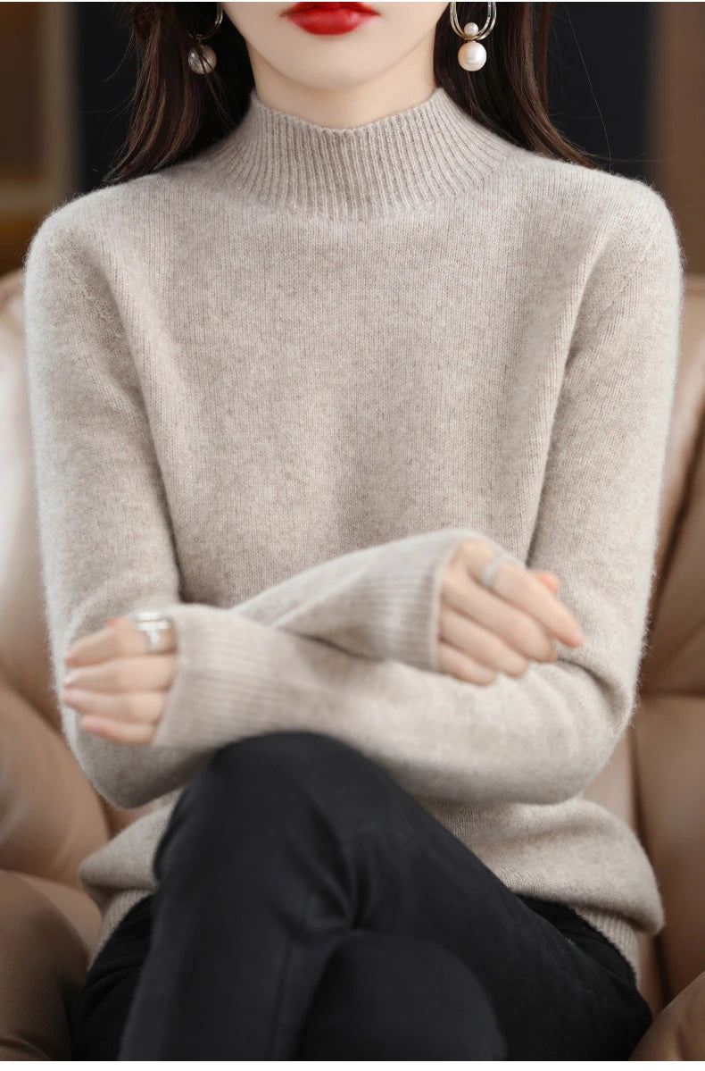 Autumn Winter Women’s Korean Sweater – Warm Basic Knit Long Sleeve Pullover