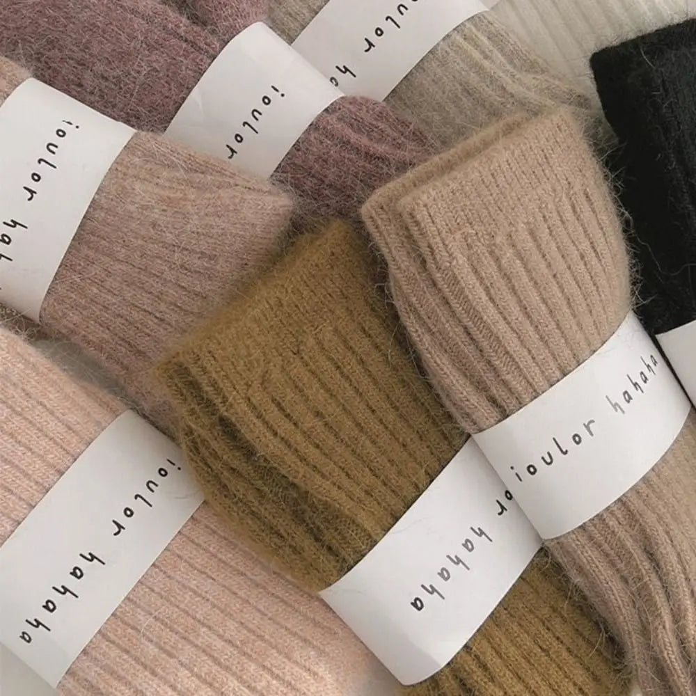 Cozy Velvet Winter Socks for Women – Warm Mid-Tube Cashmere with Stripes