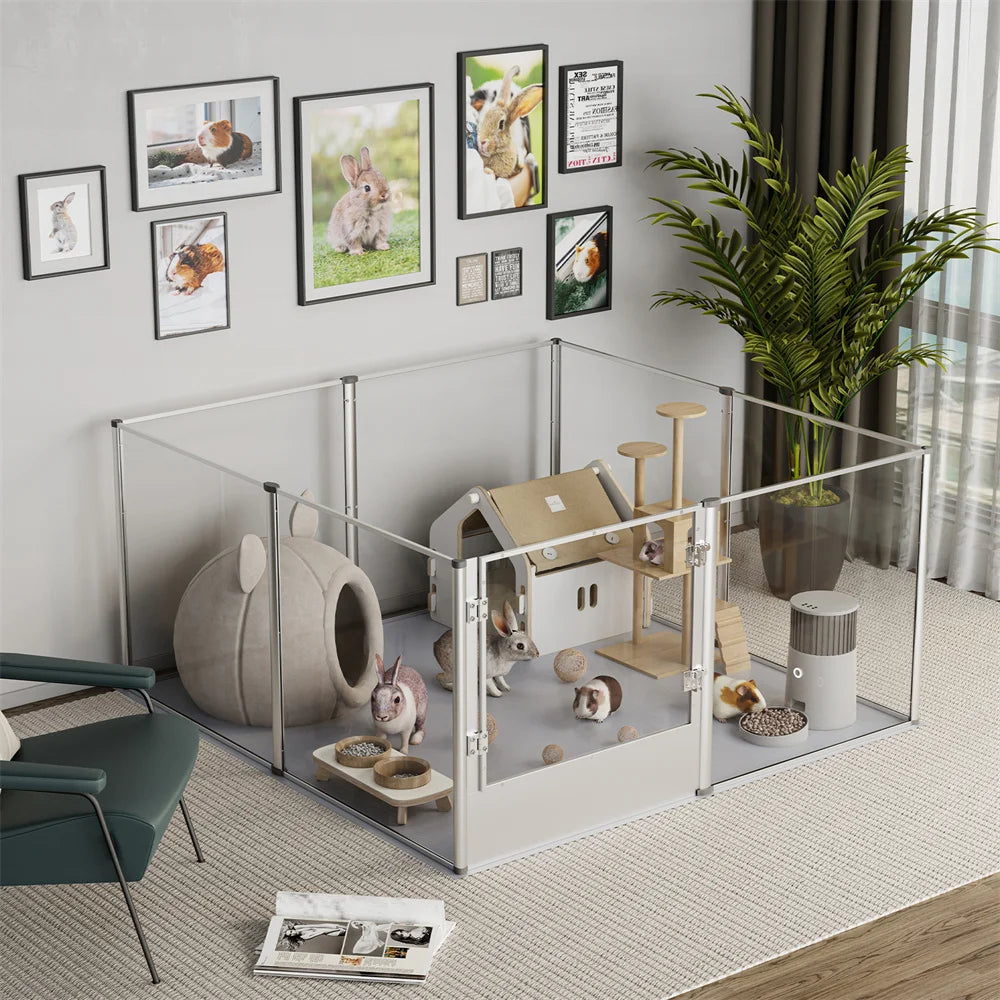 Acrylic Dog Playpen – Large Pet Enclosure with Waterproof Pad