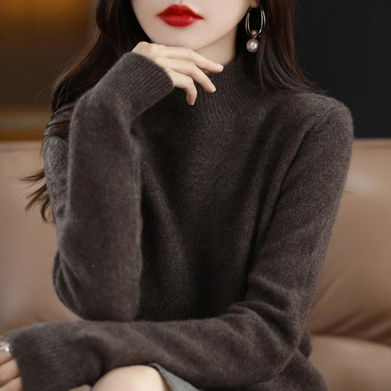 Autumn Winter Women’s Korean Sweater – Warm Basic Knit Long Sleeve Pullover