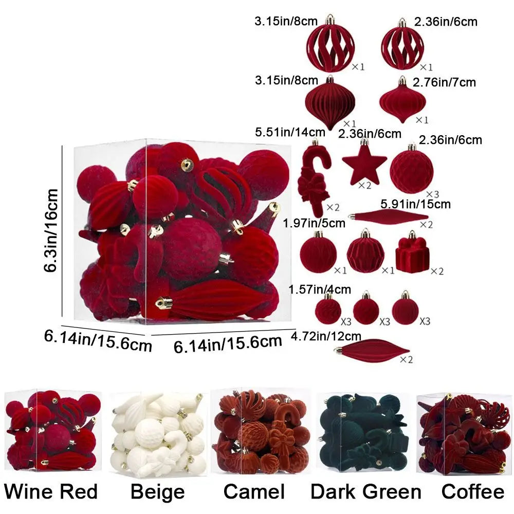 Flocked Christmas Ornaments – Special-Shaped Balls for Tree & Holiday Décor