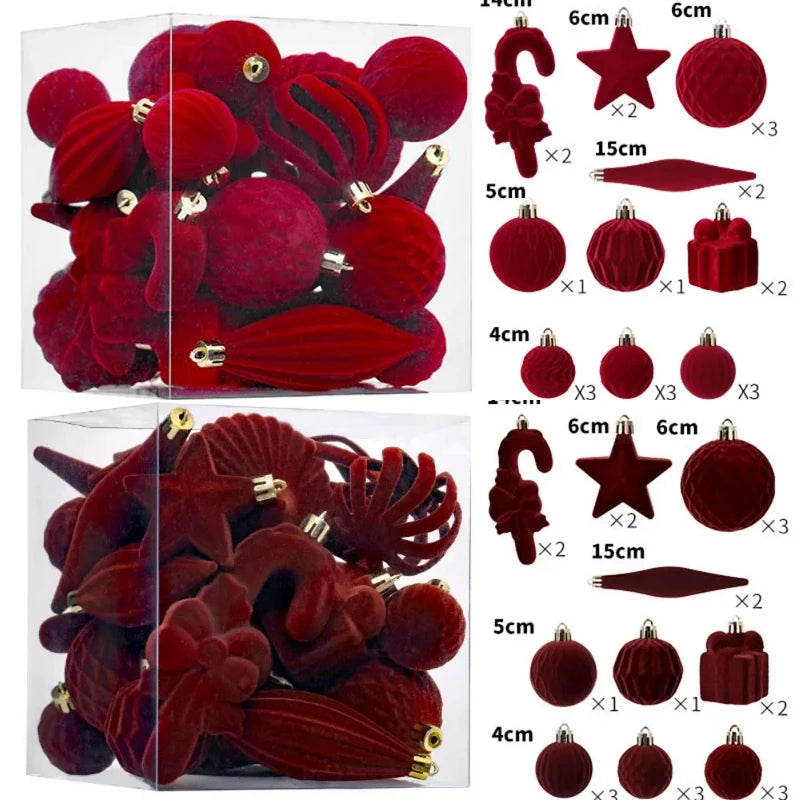 Flocked Christmas Ornaments – Special-Shaped Balls for Tree & Holiday Décor