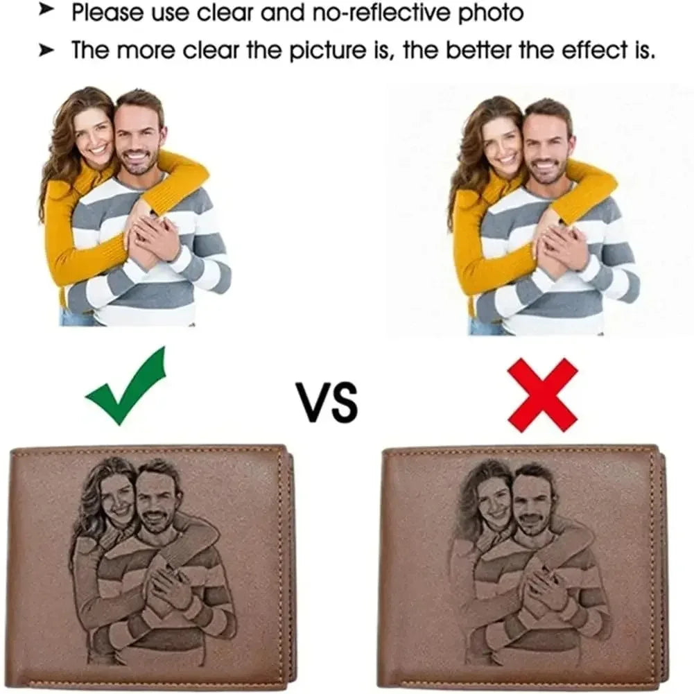 Custom Engraved Photo Wallet – Personalized Name Wallet for Him