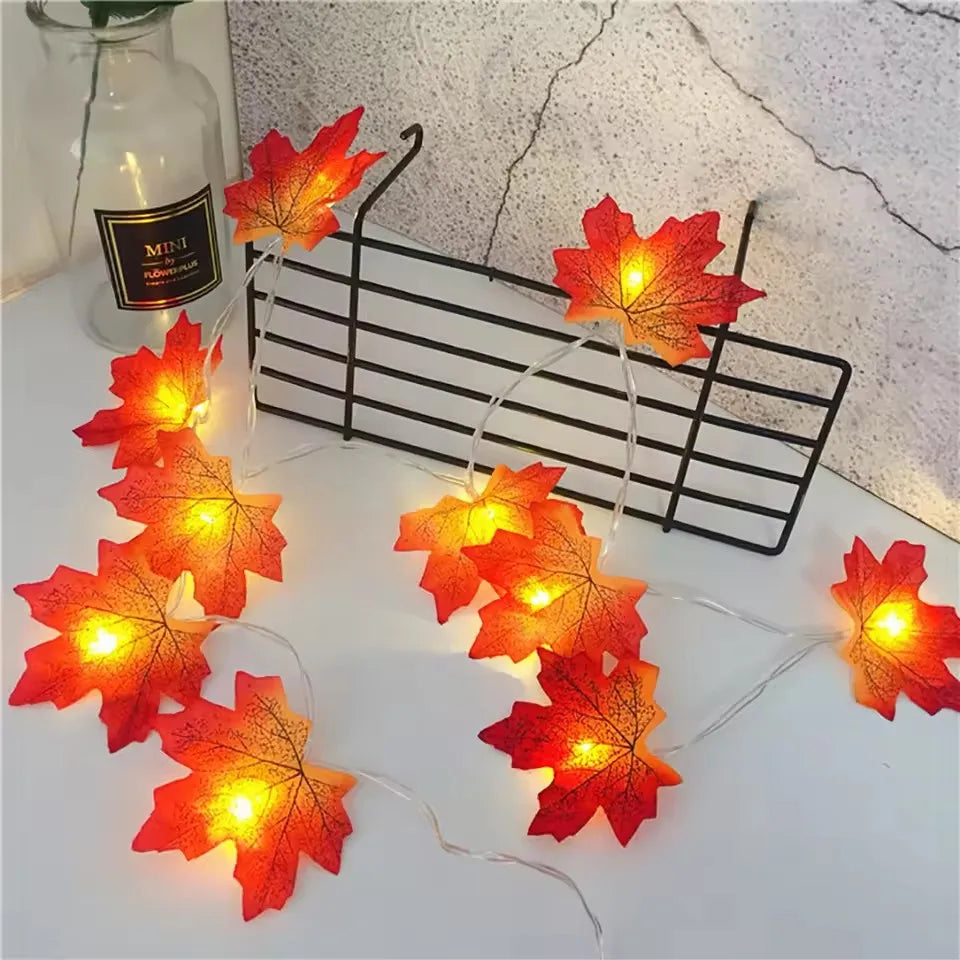 LED Maple Leaf Garland – Halloween & Fall String Lights