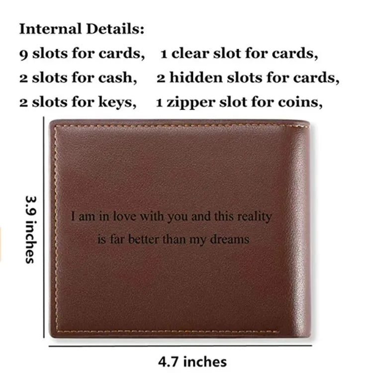 Custom Engraved Photo Wallet – Personalized Name Wallet for Him