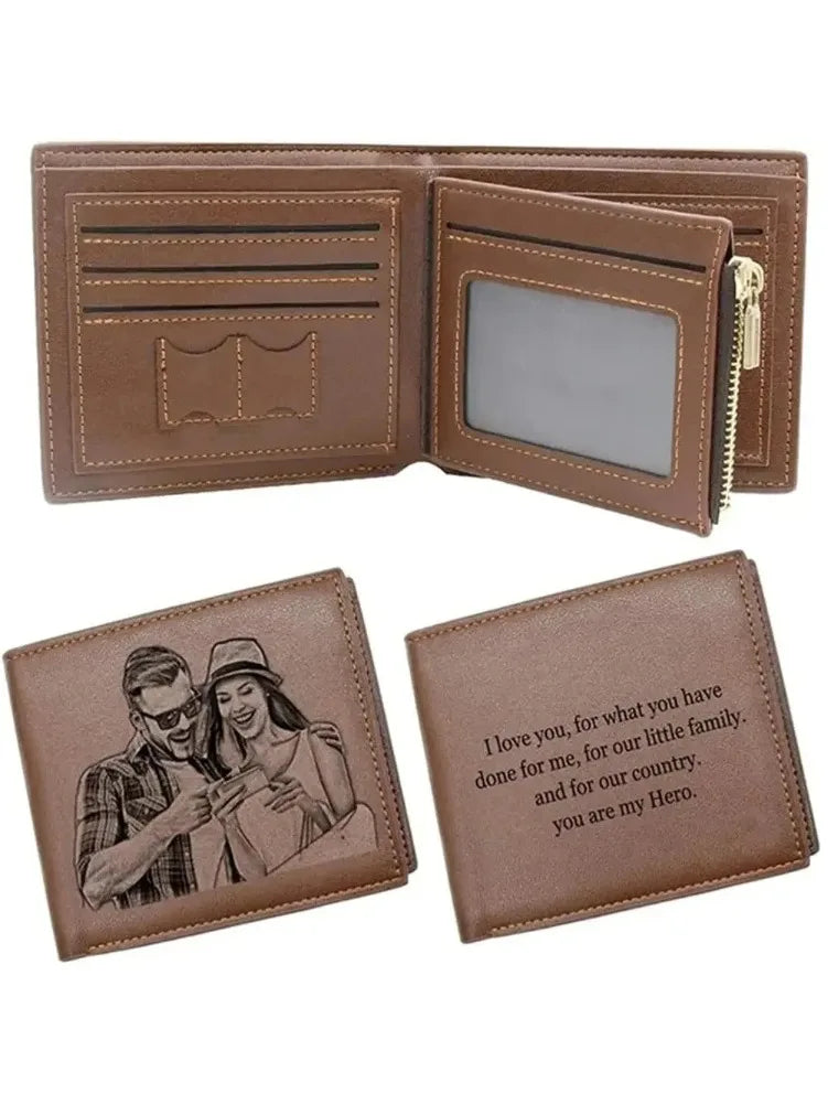 Custom Engraved Photo Wallet – Personalized Name Wallet for Him