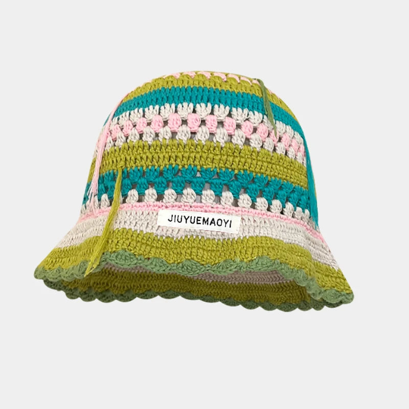 2023 Autumn Handmade Crochet Flower Bucket Hat – Knitted Y2K Beanie for Women