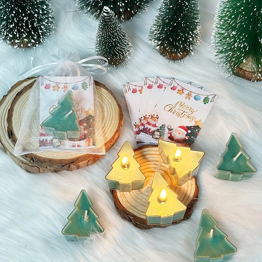 Holiday Christmas Candle Set – Festive Green and Red Candles with Gift Bags