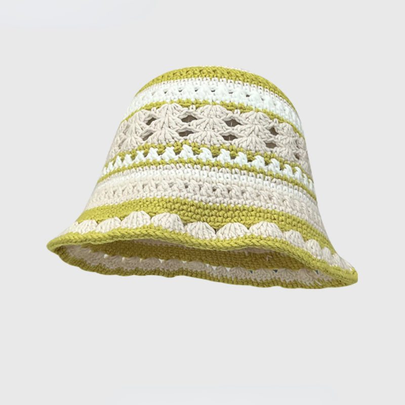Crochet Flower Bucket Hat – Knitted Y2K Beanie for Women