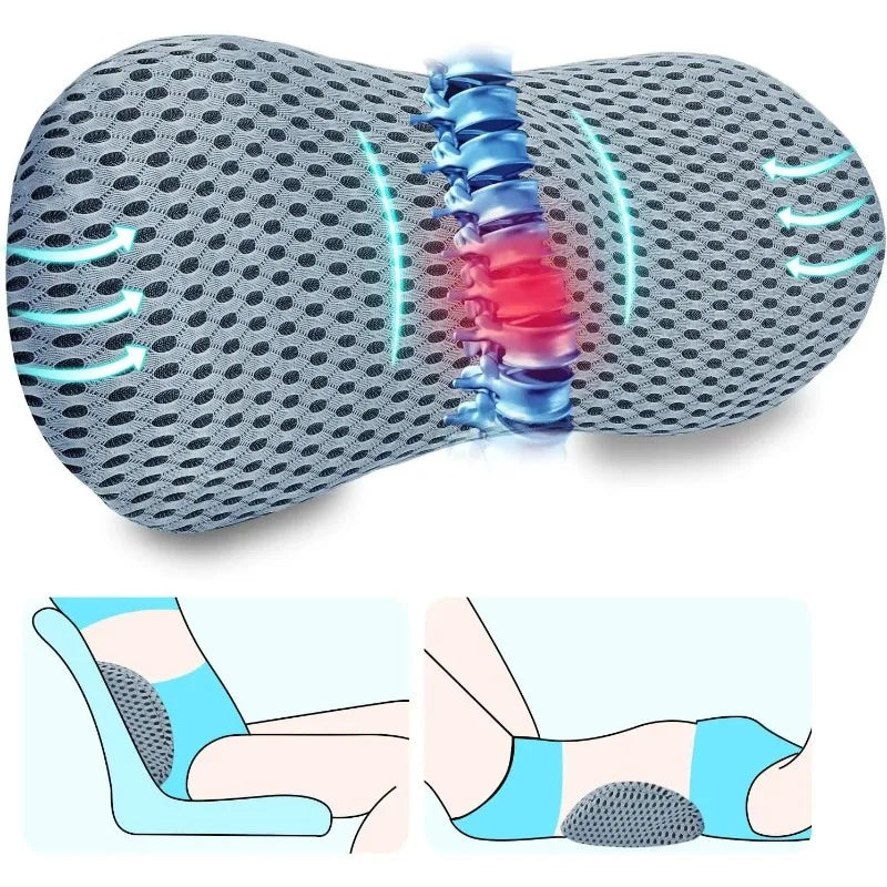 Memory Foam Lumbar Pillow – Ergonomic Back Support for Chair or Car