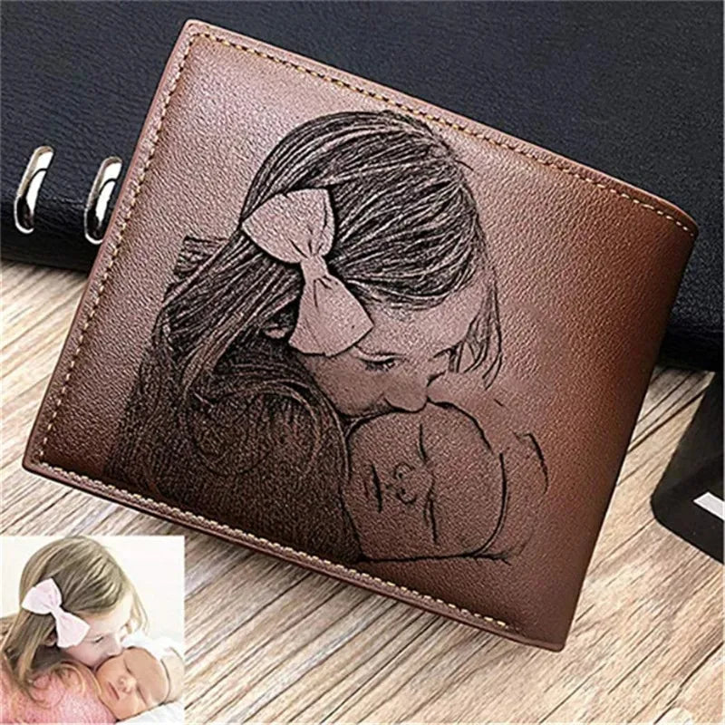 Custom Engraved Photo Wallet – Personalized Name Wallet for Him