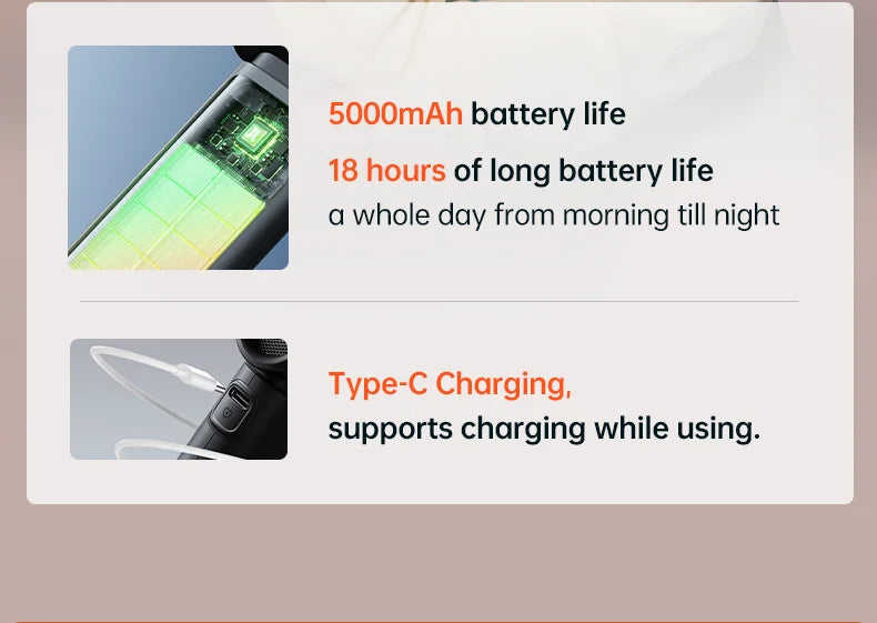 JISULIFE Handheld Turbo Fan – USB Rechargeable with Adjustable Speeds and Strong Wind