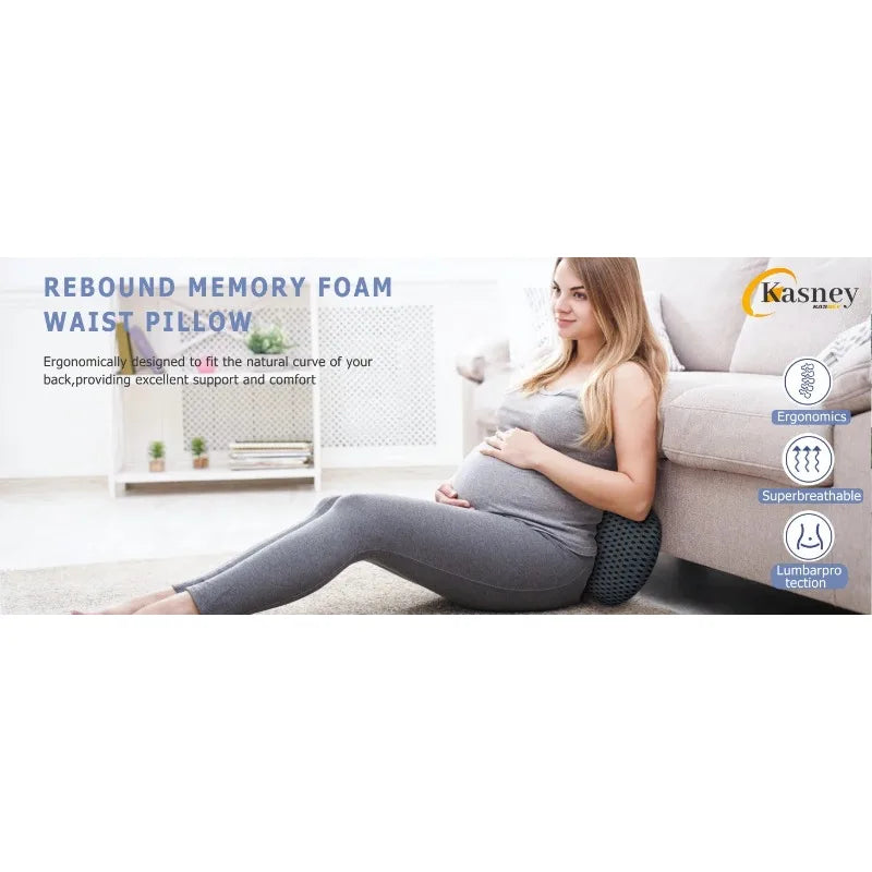 Memory Foam Lumbar Pillow – Ergonomic Back Support for Chair or Car