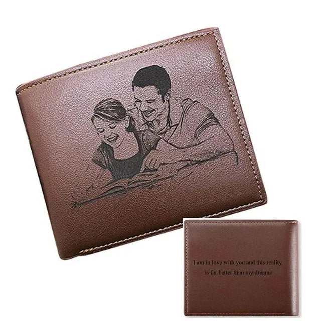 Custom Engraved Photo Wallet – Personalized Name Wallet for Him