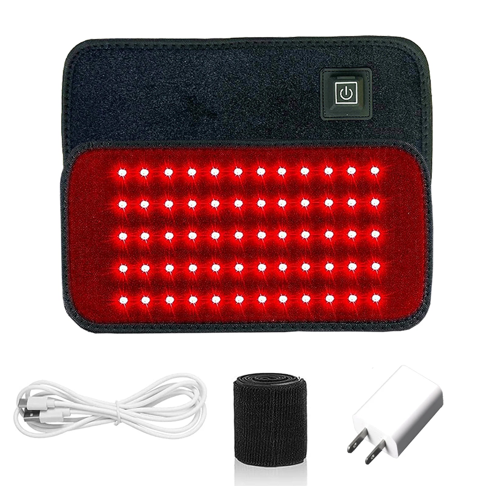60-LED Red & Infrared Light Therapy Belt – 660nm/850nm Slimming Heat Pad for Waist & Body