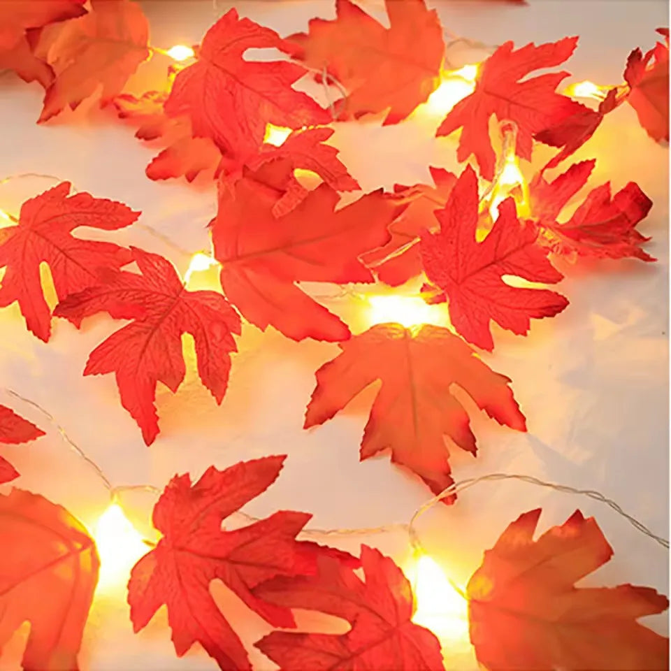 LED Maple Leaf Garland – Halloween & Fall String Lights