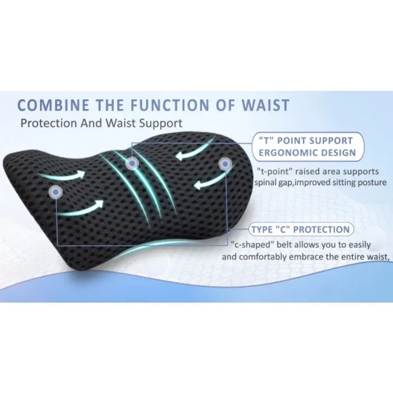 Memory Foam Lumbar Pillow – Ergonomic Back Support for Chair or Car