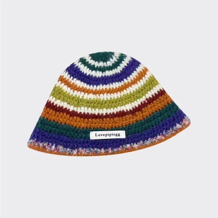 Crochet Flower Bucket Hat – Knitted Y2K Beanie for Women