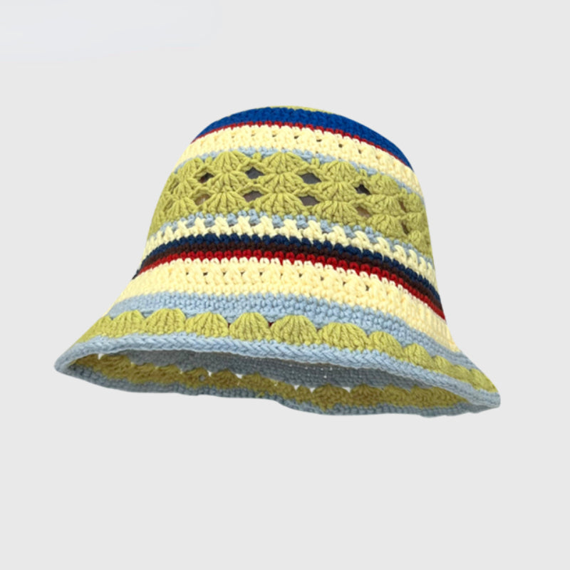 Crochet Flower Bucket Hat – Knitted Y2K Beanie for Women